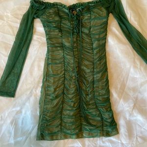 GREEN MINI MESH DRESS